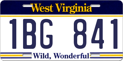 WV license plate 1BG841