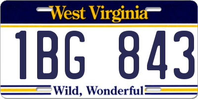 WV license plate 1BG843