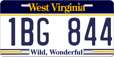 WV license plate 1BG844