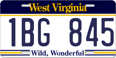 WV license plate 1BG845