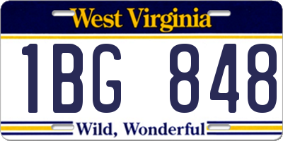 WV license plate 1BG848