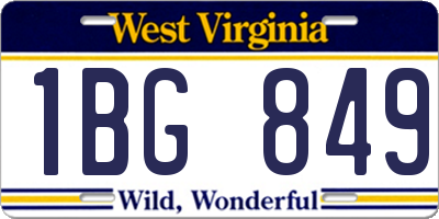 WV license plate 1BG849