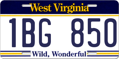 WV license plate 1BG850