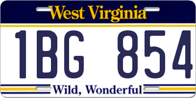 WV license plate 1BG854