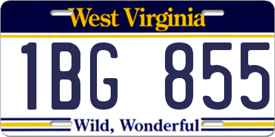 WV license plate 1BG855