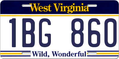 WV license plate 1BG860