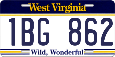 WV license plate 1BG862