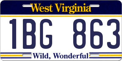 WV license plate 1BG863