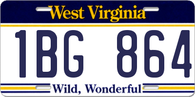 WV license plate 1BG864