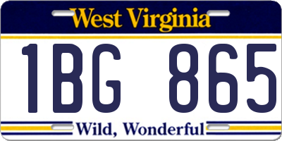 WV license plate 1BG865