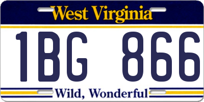 WV license plate 1BG866