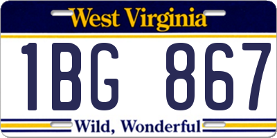 WV license plate 1BG867