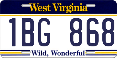 WV license plate 1BG868