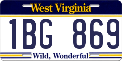 WV license plate 1BG869