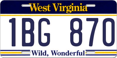 WV license plate 1BG870