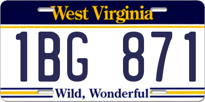 WV license plate 1BG871