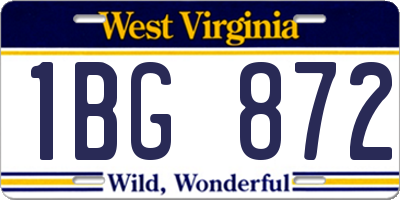 WV license plate 1BG872