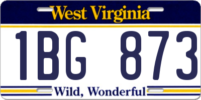 WV license plate 1BG873