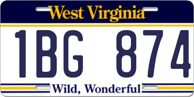 WV license plate 1BG874