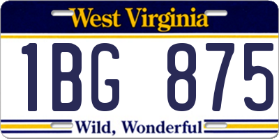 WV license plate 1BG875