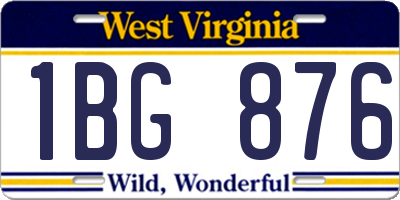 WV license plate 1BG876