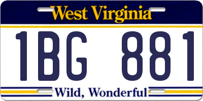 WV license plate 1BG881