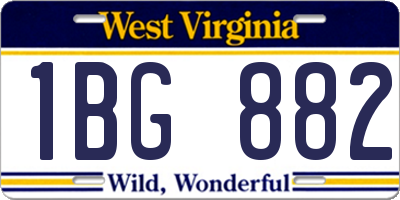 WV license plate 1BG882