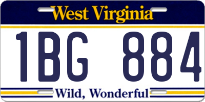 WV license plate 1BG884
