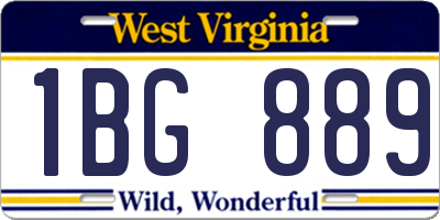 WV license plate 1BG889
