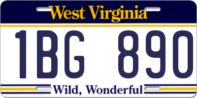 WV license plate 1BG890