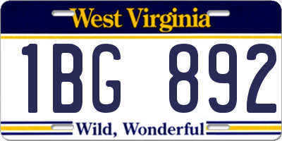 WV license plate 1BG892
