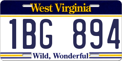 WV license plate 1BG894