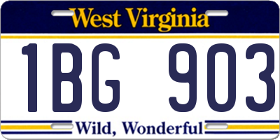 WV license plate 1BG903