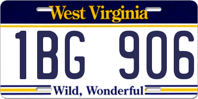 WV license plate 1BG906
