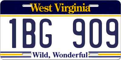 WV license plate 1BG909