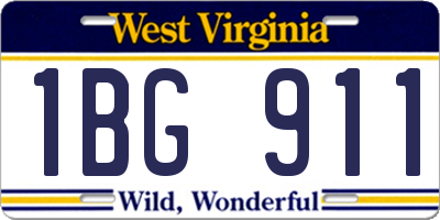 WV license plate 1BG911