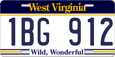 WV license plate 1BG912