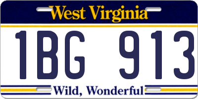 WV license plate 1BG913