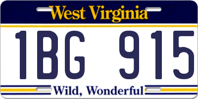 WV license plate 1BG915