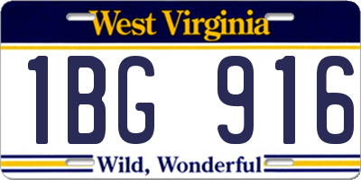 WV license plate 1BG916