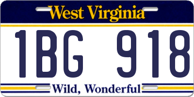 WV license plate 1BG918