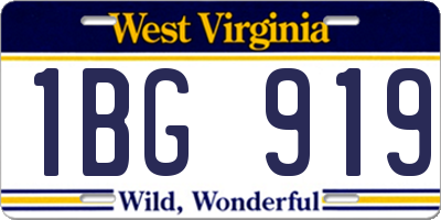 WV license plate 1BG919