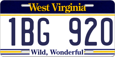 WV license plate 1BG920