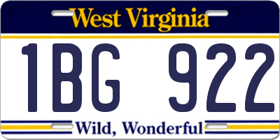 WV license plate 1BG922
