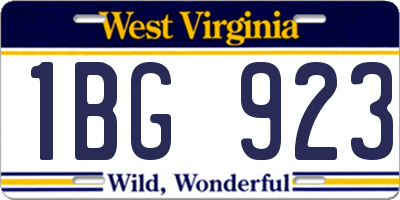 WV license plate 1BG923