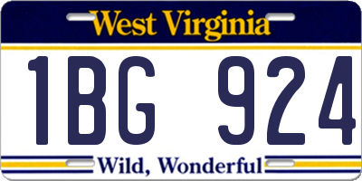 WV license plate 1BG924