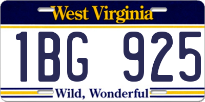 WV license plate 1BG925