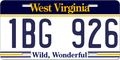 WV license plate 1BG926