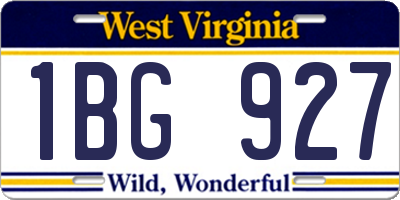WV license plate 1BG927