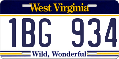 WV license plate 1BG934